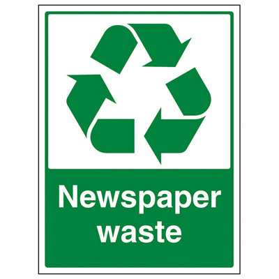 V Safety Newspaper Waste General Recycling SignRigid Plastic200X300mm (X3) from B&Q