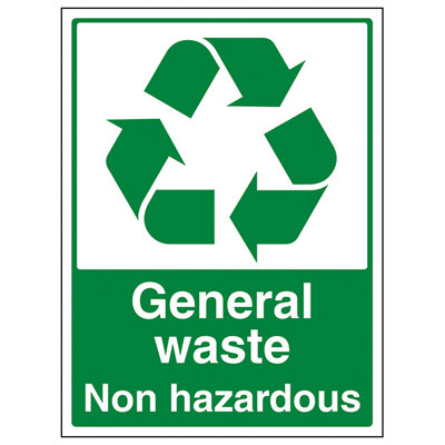 V Safety Non Hazardous Waste Recycling SignRigid Plastic200X300mm (X3) from B&Q