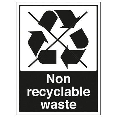 V Safety Non Recyclable Waste Recycling SignRigid Plastic200X300mm (X3) from B&Q