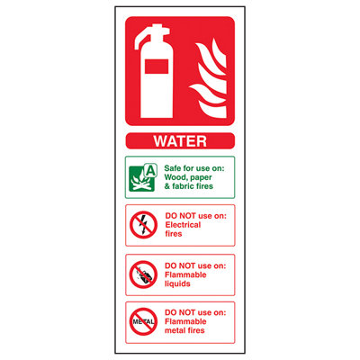V Safety Water Fire Extinguisher Safety SignAdhesive Vinyl75X200mm (X3) from B&Q