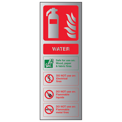 V Safety Water Fire Extinguisher Safety SignRigid Plastic100X280mm (X3) from B&Q