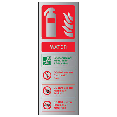 V Safety Water Fire Extinguisher Safety Sign - Rigid Plastic - 100X280mm (X3)