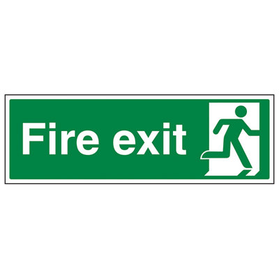 V Safety Final Fire Exit Man Right Safety SignRigid Plastic300X100mm (X3) from B&Q
