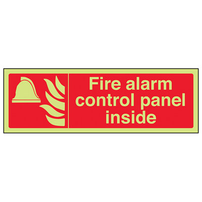 V Safety Fire Alarm Control Panel Inside Fire Safety SignGlow In Dark 300X100mm (X3) from B&Q