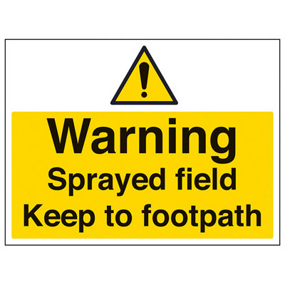 V Safety Sprayed Field Keep To Footpath SignAdhesive Vinyl400X300mm (X3) from B&Q