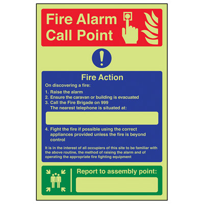 V Safety Caravan Site Assembly Point Is SignGlow In The Dark 200X300mm (X3) from B&Q