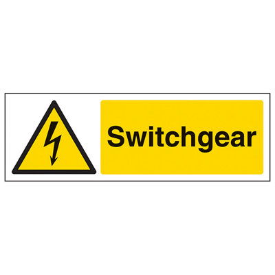V Safety Switchgear Warning Electrical SignAdhesive Vinyl300X100mm (X3) from B&Q