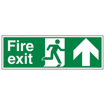 V Safety Fire Exit Arrow Up Safety Sign1mm Rigid Plastic600X200mm (X3) from B&Q