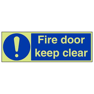 V Safety Fire Door Keep Clear Safety SignGlow In The Dark600X200mm (X3) from B&Q