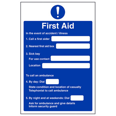 V Safety First Aid Action Workplace Action SignAdhesive Vinyl 200X300mm (X3) from B&Q