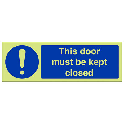 V Safety Door Must Be Kept Closed Fire SignGlow In The Dark300X100mm (X3) from B&Q