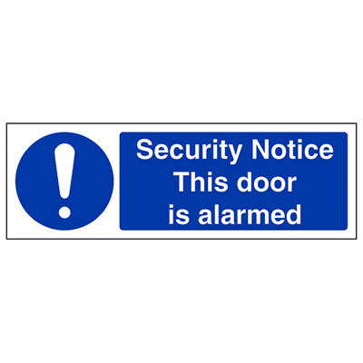 V Safety Security Notice Door Is Alarmed SignAdhesive Vinyl300X100mm (X3) from B&Q