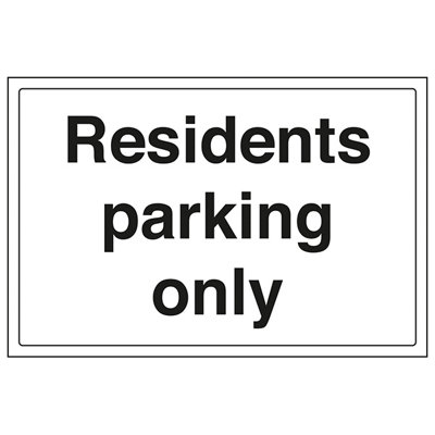 V Safety Residents Parking Only Car Park SignRigid Plastic300X200mm (X3) from B&Q
