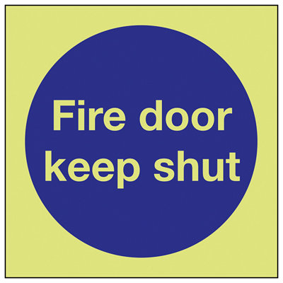 V Safety Fire Door Keep Shut Safety SignGlow In The Dark80X80mm (X3) from B&Q
