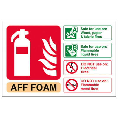 V Safety Aff Foam Fire Extinguisher Safety SignRigid Plastic 150X100mm (X3) from B&Q