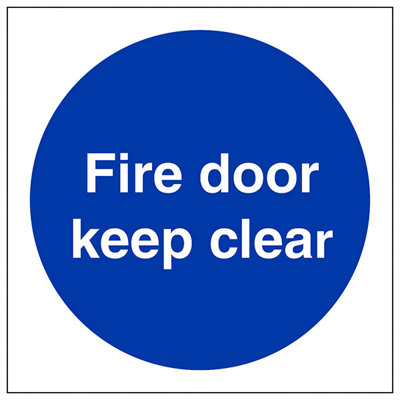 V Safety Fire Door Keep Clear Mandatory SignGlow In Dark100X100mm (X3) from B&Q