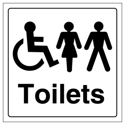 V Safety Disabled / Gents / Ladies Toilet SignAdhesive Vinyl 150X150mm (X3) from B&Q