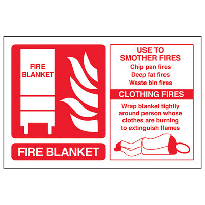 V Safety Fire Blanket Fire Extinguisher Sign - Rigid Plastic - 150X100mm (X3)