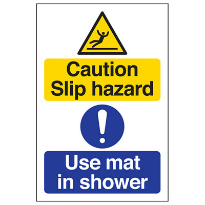 V Safety Caution Slip Hazard Warning SignAdhesive Vinyl150X200mm (X3) from B&Q
