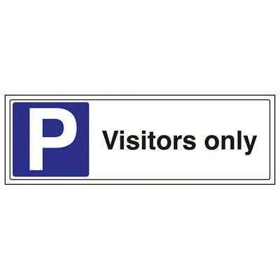 V Safety Visitors Only Workplace Parking SignAdhesive Vinyl300X100mm (X3) from B&Q