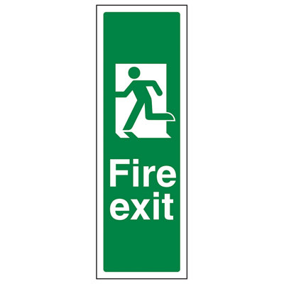 B&Q -  Fire Exit Arrow Man Left SignPortrait Rigid Plastic 150X450mm (X3)