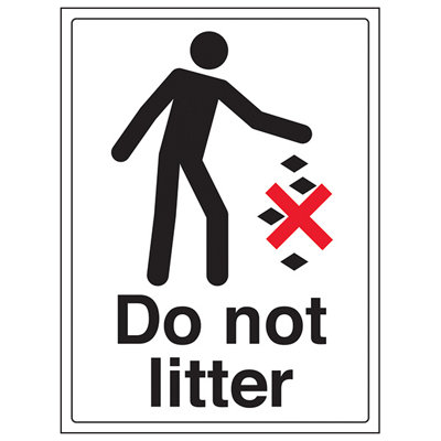 V Safety Do Not Litter General Notice SignRigid Plastic200X300mm (X3) from B&Q