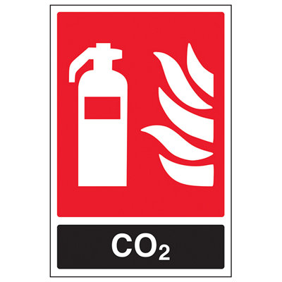 V Safety Co2 Fire Extinguisher Safety Sign - Adhesive Vinyl - 150X200mm (X3)