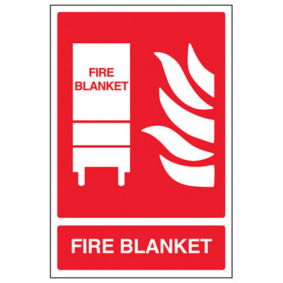 V Safety Fire Blanket Extinguisher Safety SignAdhesive Vinyl 200X300mm (X3) from B&Q