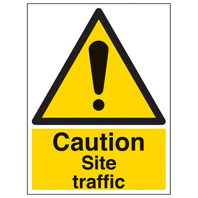 V Safety Site Traffic Vehicle Caution SignAdhesive Vinyl200X300mm (X3) from B&Q