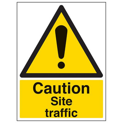 V Safety Site Traffic Vehicle Caution Sign1mm Rigid Plastic300X400mm (X3) from B&Q