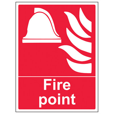 V Safety Fire Point Equipment Safety SignAdhesive Vinyl300X400mm (X3) from B&Q