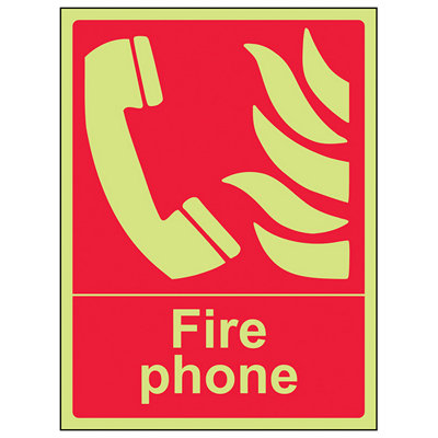 V Safety Fire Phone Equipment Safety SignGlow In The Dark150X200mm (X3) from B&Q