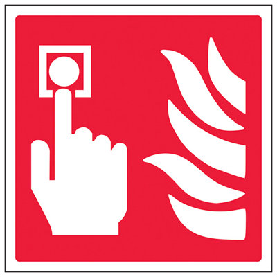 V Safety Call Point Logo Fire Equipment SignRigid Plastic100X100mm (X3) from B&Q