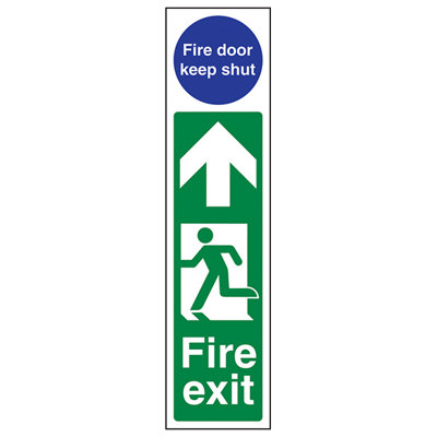 V Safety Fire Exit Man Left Keep Door Shut SignRigid Plastic75X300mm (X3) from B&Q
