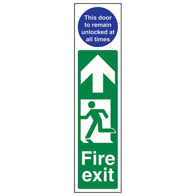 V Safety Fire Exit Man Left Door Unlocked SignRigid Plastic75X300mm (X3) from B&Q