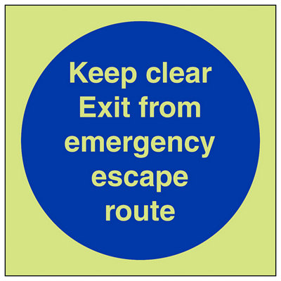 V Safety Emergency Escape Keep Clear Door SignGlow In Dark100X100mm (X3) from B&Q