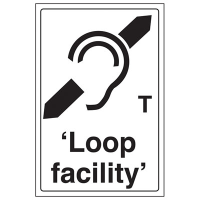 V Safety Loop Facility Information Safety SignRigid Plastic300X400mm (X3) from B&Q