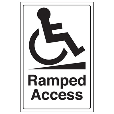 V Safety Ramped Access Information Safety SignRigid Plastic300X400mm (X3) from B&Q