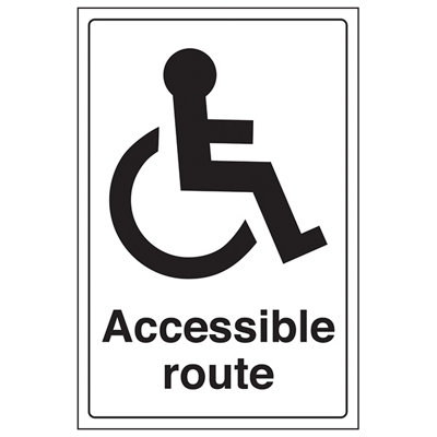 V Safety Accessible Route Information SignRigid Plastic300X400mm (X3) from B&Q