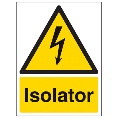 V Safety IsolatorWarning Electrical SignRigid Plastic300X400mm (X3) from B&Q
