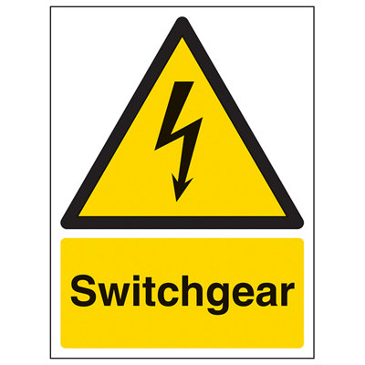 V Safety SwitchgearWarning Electrical SignAdhesive Vinyl150X200mm (X3) from B&Q