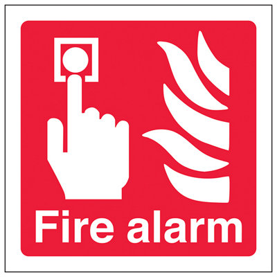 V Safety Fire Alarm Logo Fire Equipment SignAdhesive Vinyl100X100mm (X3) from B&Q