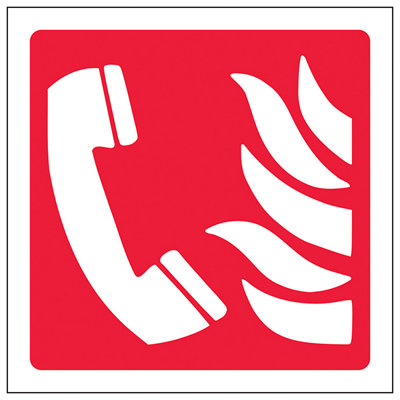 V Safety Fire Phone Logo Fire Equipment SignAdhesive Vinyl100X100mm (X3) from B&Q
