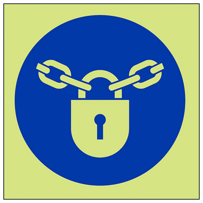 V Safety Padlock Logo Fire Door Safety SignGlow In The Dark100X100mm (X3) from B&Q