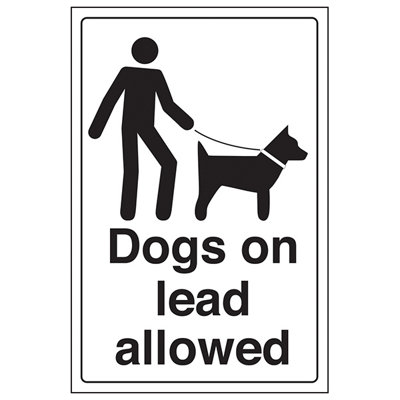 V Safety Dogs On Lead Allowed Information SignRigid Plastic300X400mm (X3) from B&Q