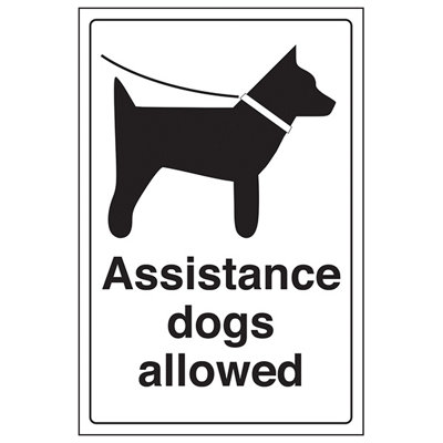 V Safety Assistance Dogs Allowed Info SignRigid Plastic300X400mm (X3) from B&Q