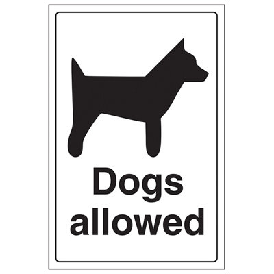 V Safety Dogs Allowed General Information SignRigid Plastic200X300mm (X3) from B&Q