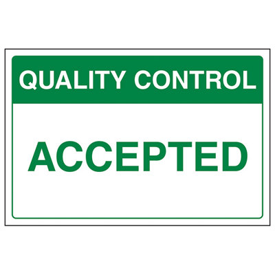 V Safety Quality Control Accepted General SignRigid Plastic300X200mm (X3) from B&Q