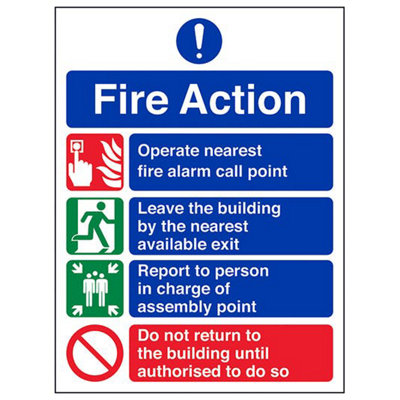 V Safety Fire Action Prohibition/safe SignRigid Plastic150X200mm (X3) from B&Q