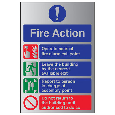 V Safety Fire Action Prohibition/safe SignRigid Plastic200X300mm (X3) from B&Q